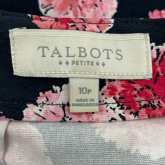 Talbots Floral Black Pink Mid Rise Lined Fitted Pencil Knee Work Dress Skirt 10P - Picture 4 of 7
